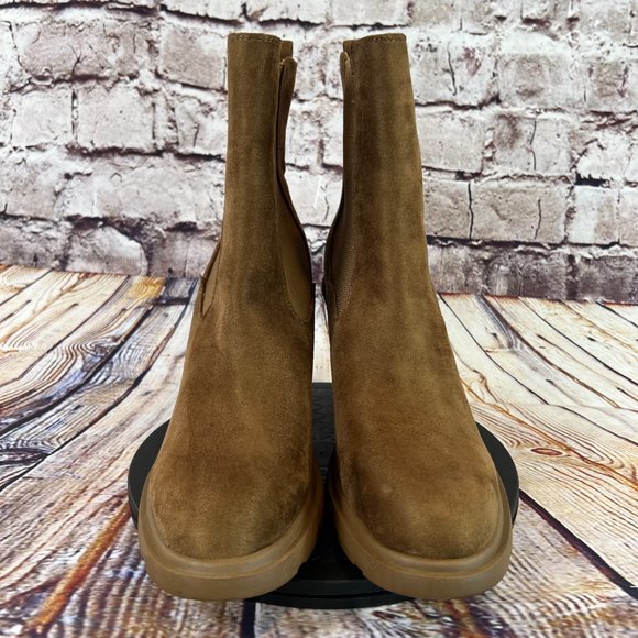 Nine West Solid Brown Pull On High Heel Low Platform Ankle Boots Size 9.5 M - Picture 2 of 9